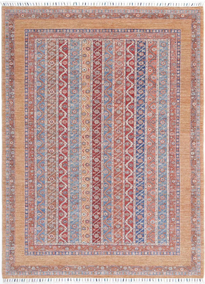 Gold Afghan Oriental Rug 5' 8" x 7' 11" Hand-Knotted | No. AT62290