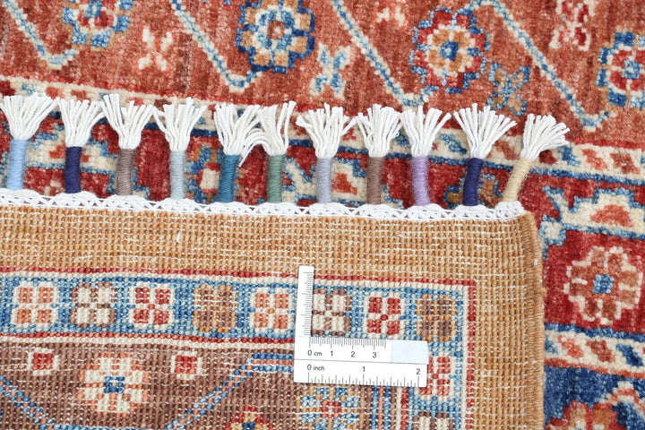 Gold Afghan Oriental Rug 5' 8" x 7' 11" Hand-Knotted | No. AT62290
