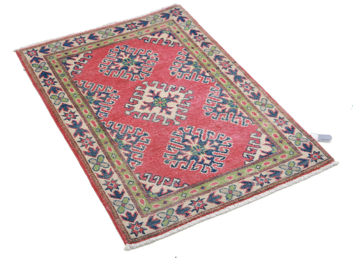 Afghan Kazak Rug 2' 0" x 2' 8" Hand-Knotted | No. AT62302