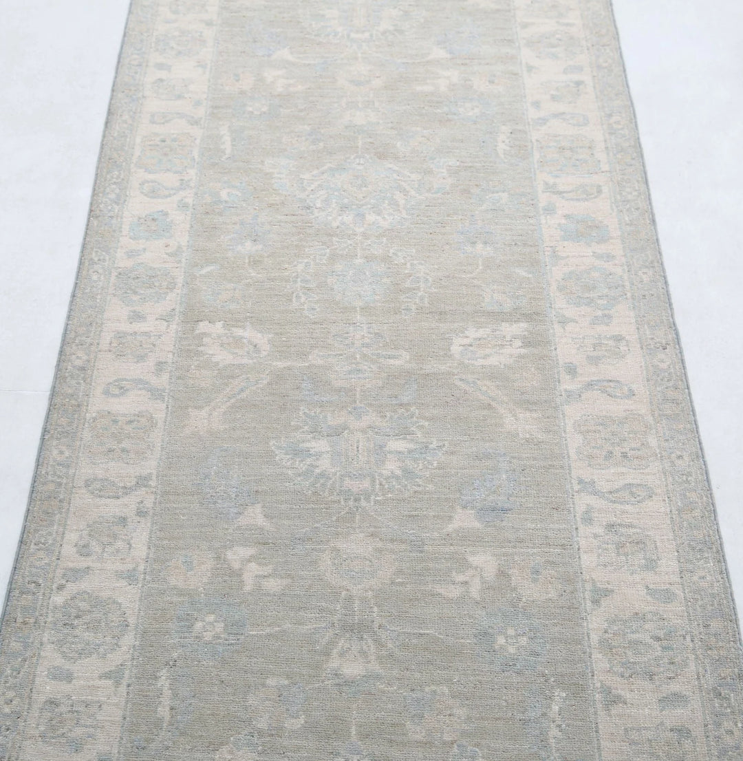 Brown Afghan Serenity Rug 2' 7" x 7' 6" Hand-Knotted | No. AT62356