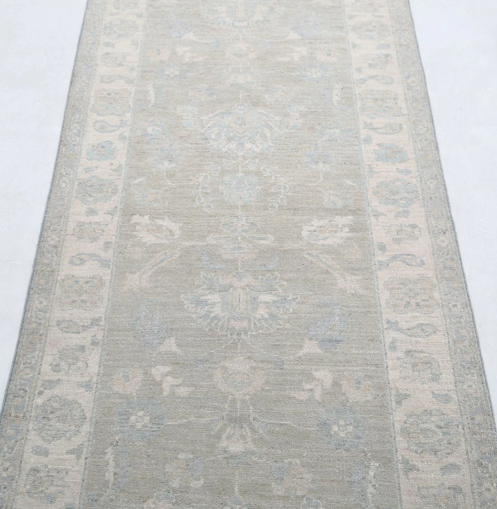 Brown Afghan Serenity Rug 2' 7" x 7' 6" Hand-Knotted | No. AT62356
