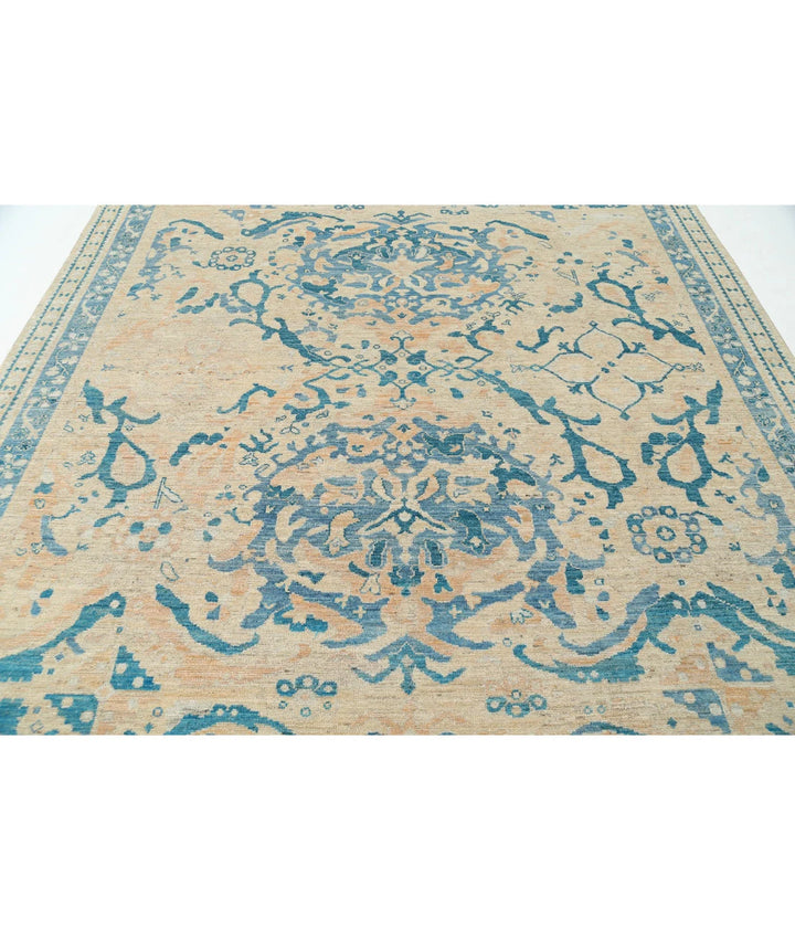 Beige Afghan Oushak Rug 8' 9" x 11' 7" Hand-Knotted | No. AT62371