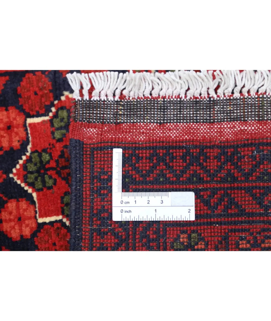 Red Afghan Khamyab Rug 3' 4" x 4' 9" Hand-Knotted | No. AT62501