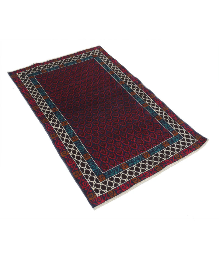 Red Afghan Tribal Rug 2' 9" x 4' 5" Hand-Knotted | No. AT62513