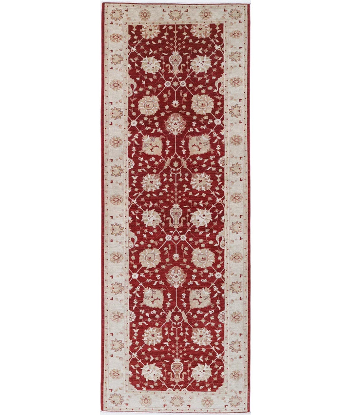 Red Afghan Ziegler Rug 4' 2" x 12' 7" Hand-Knotted | No. AT62549