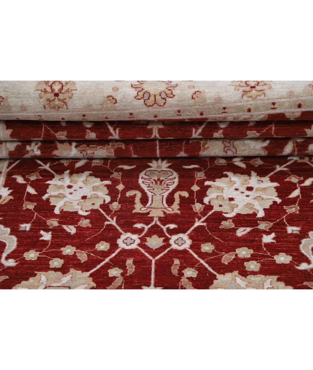 Red Afghan Ziegler Rug 4' 2" x 12' 7" Hand-Knotted | No. AT62549