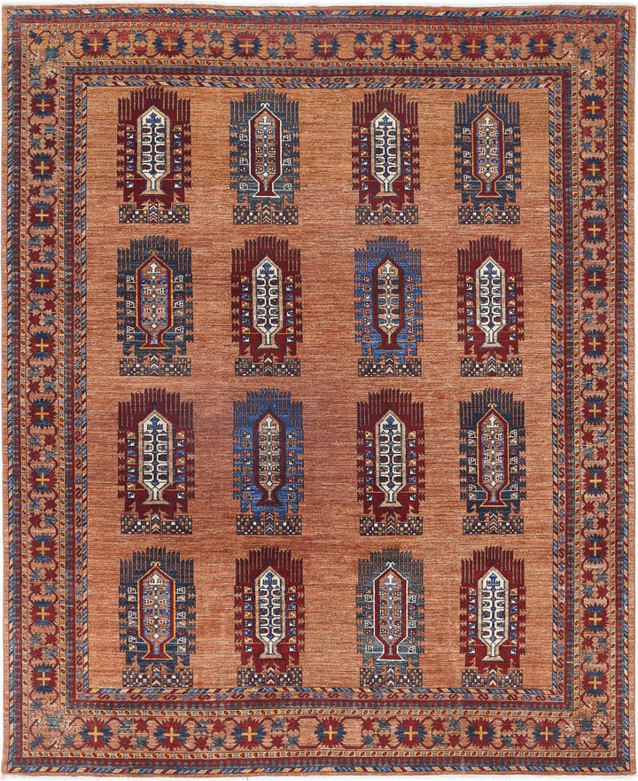 Afghan Humna Rug 8' 1" x 10' 0" Hand-Knotted | No. AT62576