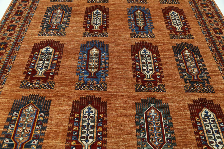 Afghan Humna Rug 8' 1" x 10' 0" Hand-Knotted | No. AT62576