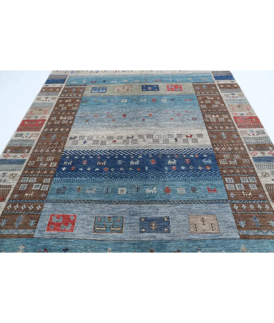 Brown Pakistani Gabbeh Rug 8' 0" x 9' 7" Hand-Knotted | No. AT626719
