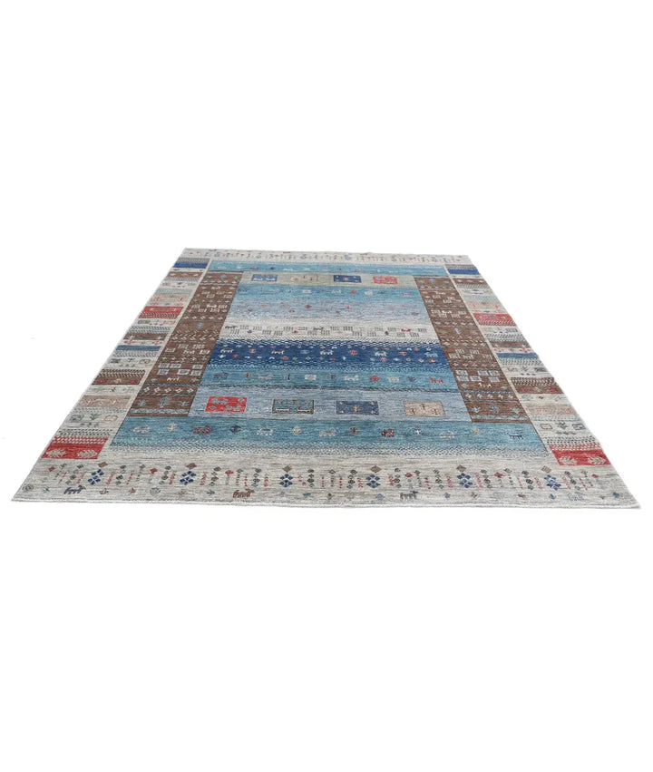 Brown Pakistani Gabbeh Rug 8' 0" x 9' 7" Hand-Knotted | No. AT626719