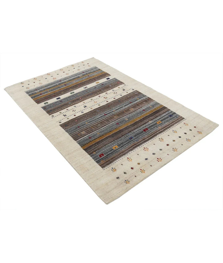 Ivory Indian Lori Rug 3' 11" x 5' 9" Hand-Knotted | No. AT62759