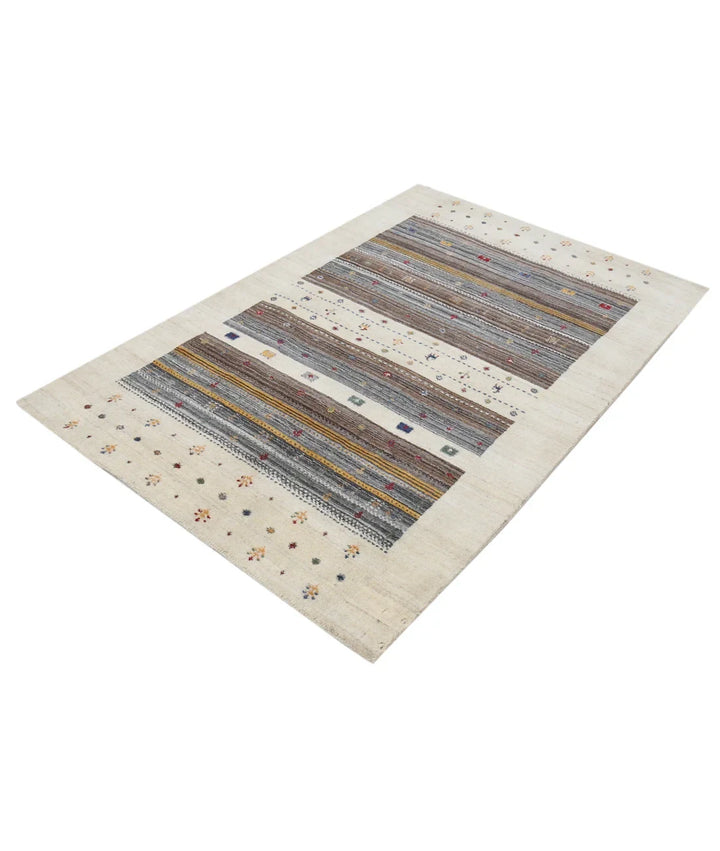 Ivory Indian Lori Rug 3' 11" x 5' 9" Hand-Knotted | No. AT62759