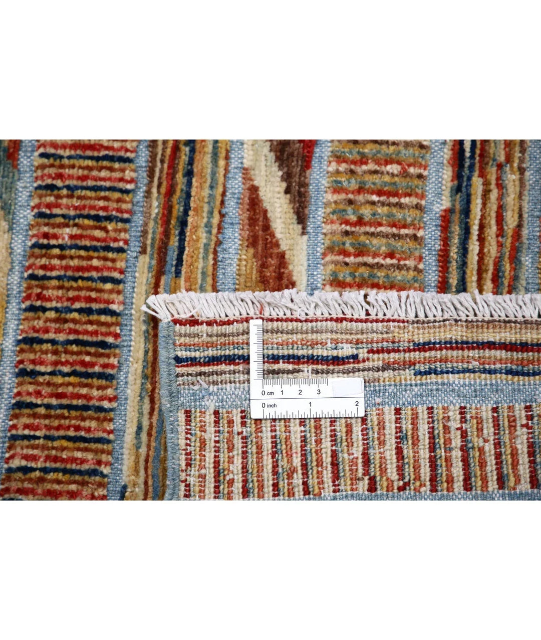 Multicolor Afghan Oriental Rug 6' 4" x 9' 4" Hand-Knotted | No. AT62834