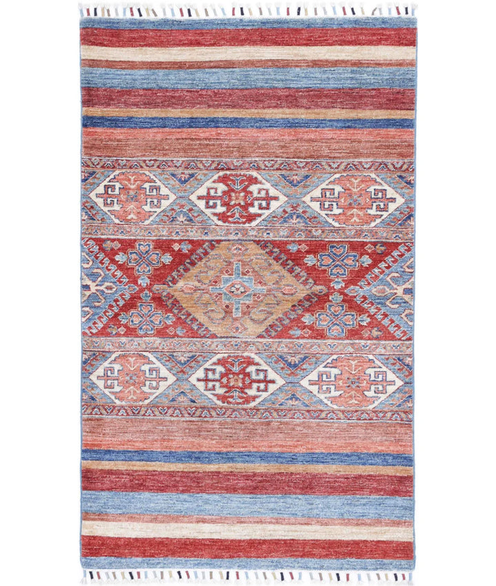 Afghan Khurjeen Rug 2' 11" x 5' 0" Hand-Knotted | No. AT62933