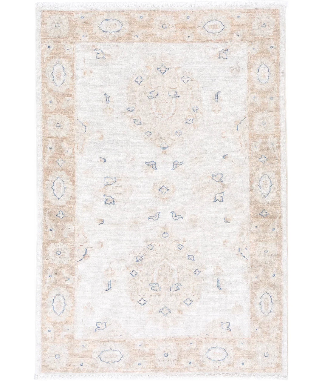 Beige Afghan Serenity Rug 2' 6" x 3' 9" Hand-Knotted | No. AT62956