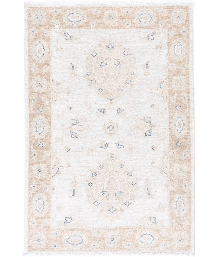 Beige Afghan Serenity Rug 2' 6" x 3' 9" Hand-Knotted | No. AT62956