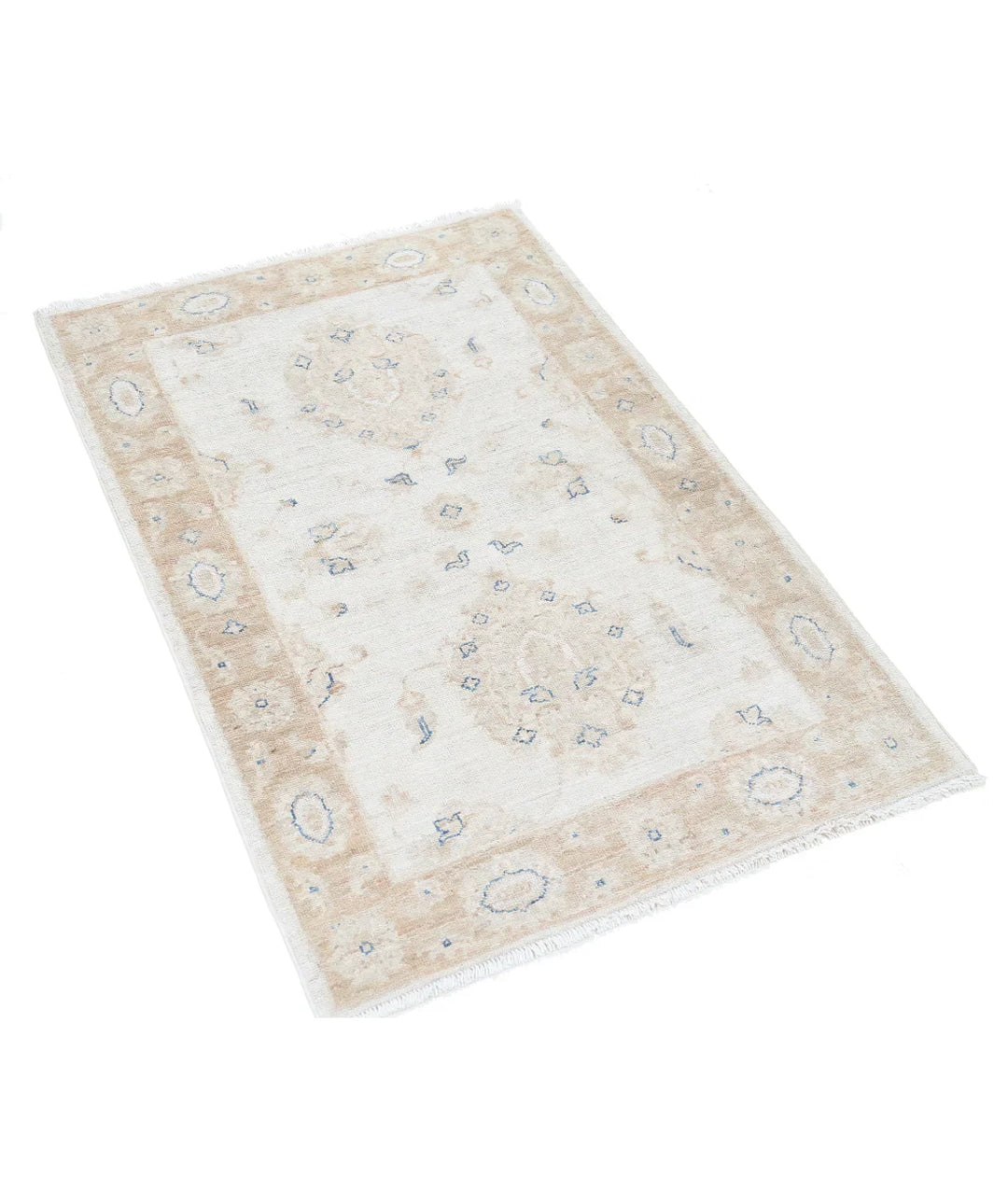 Beige Afghan Serenity Rug 2' 6" x 3' 9" Hand-Knotted | No. AT62956