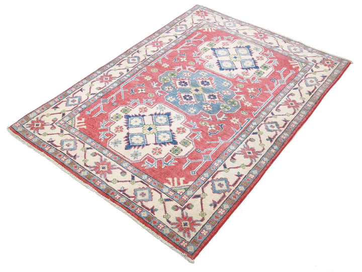 Afghan Tribal Kazak Rug 3' 6" x 4' 11" Hand-Knotted | No. AT63010