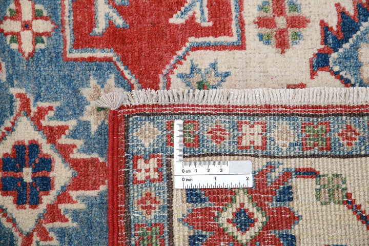 Afghan Tribal Kazak Rug 3' 6" x 4' 11" Hand-Knotted | No. AT63010