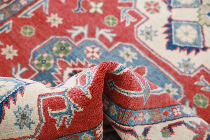 Afghan Tribal Kazak Rug 3' 6" x 4' 11" Hand-Knotted | No. AT63010