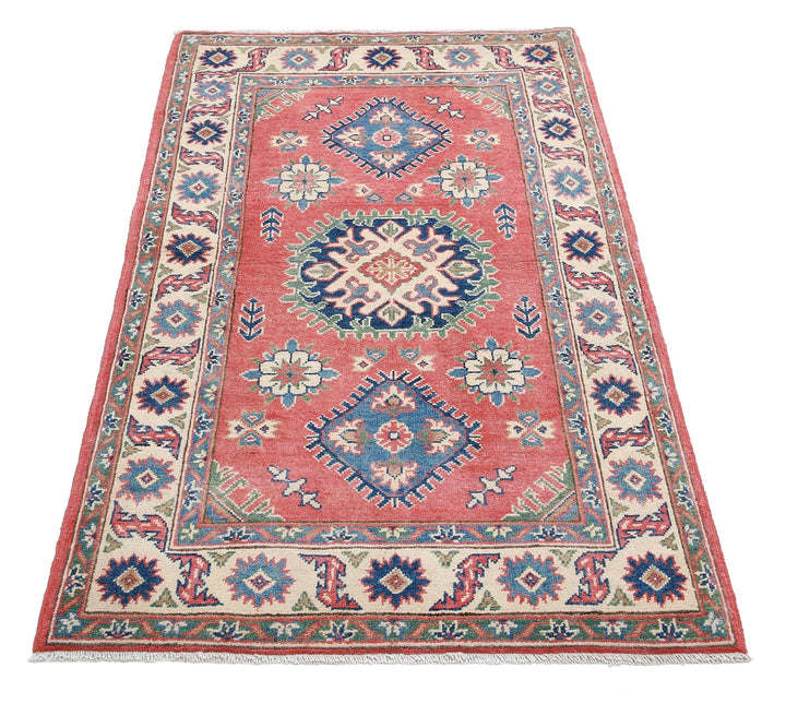 Afghan Kazak Rug 3' 1" x 5' 2" Hand-Knotted | No. AT63029