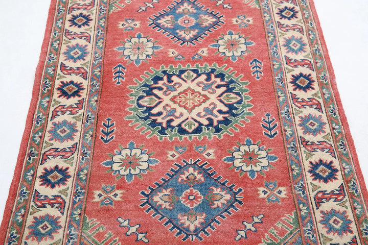 Afghan Kazak Rug 3' 1" x 5' 2" Hand-Knotted | No. AT63029
