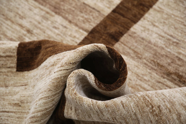 Brown Afghan Modcar Rug 5' 7" x 7' 5" Hand-Knotted | No. AT63045