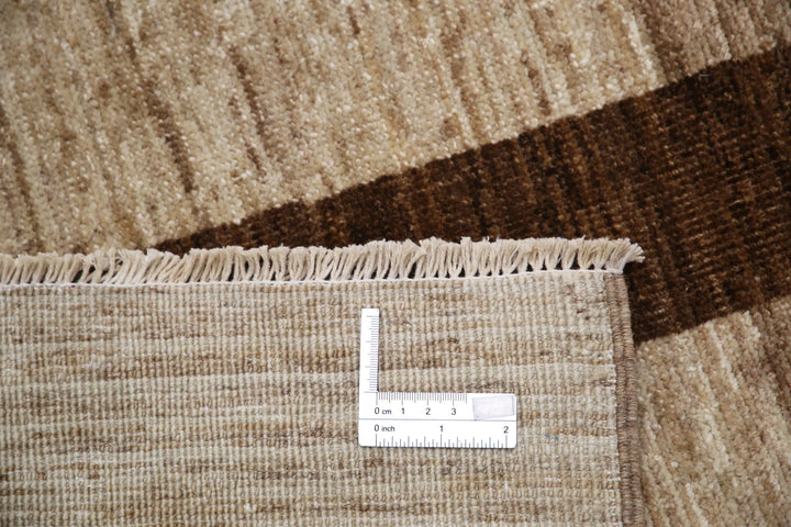 Brown Afghan Modcar Rug 5' 7" x 7' 5" Hand-Knotted | No. AT63045