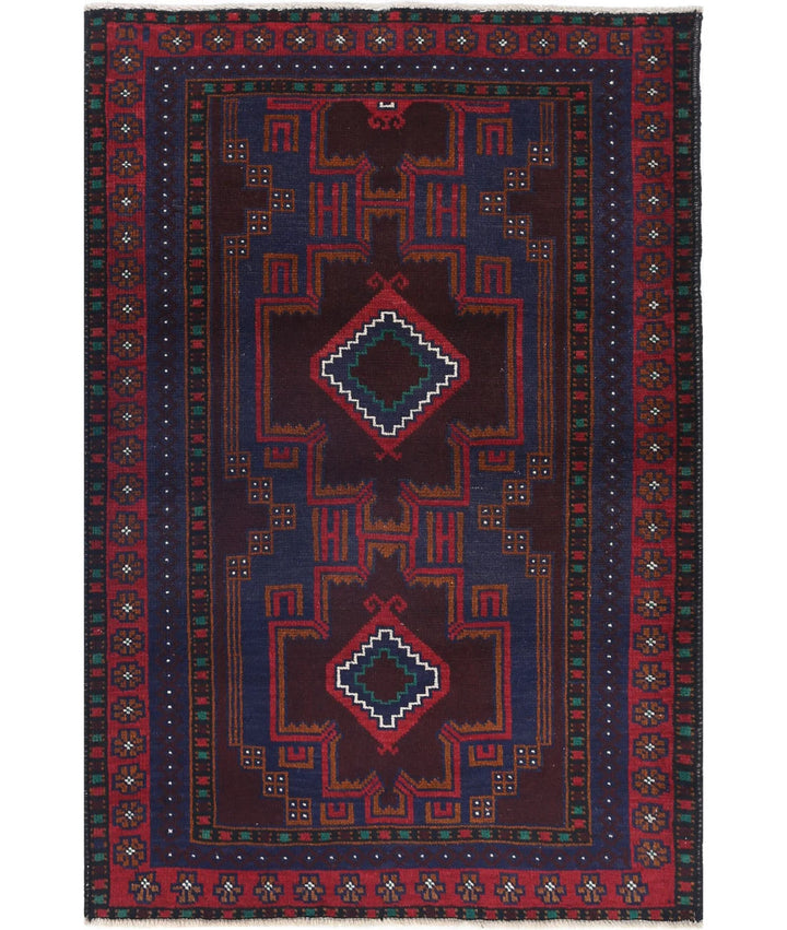 Red Afghan Tribal Rug 3' 0" x 4' 5" Hand-Knotted | No. AT63052