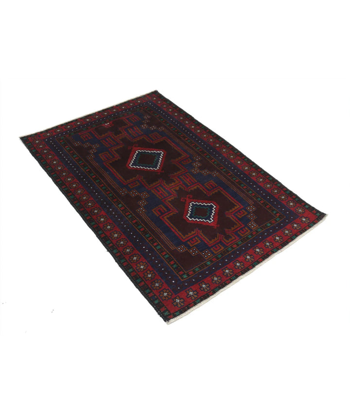 Red Afghan Tribal Rug 3' 0" x 4' 5" Hand-Knotted | No. AT63052