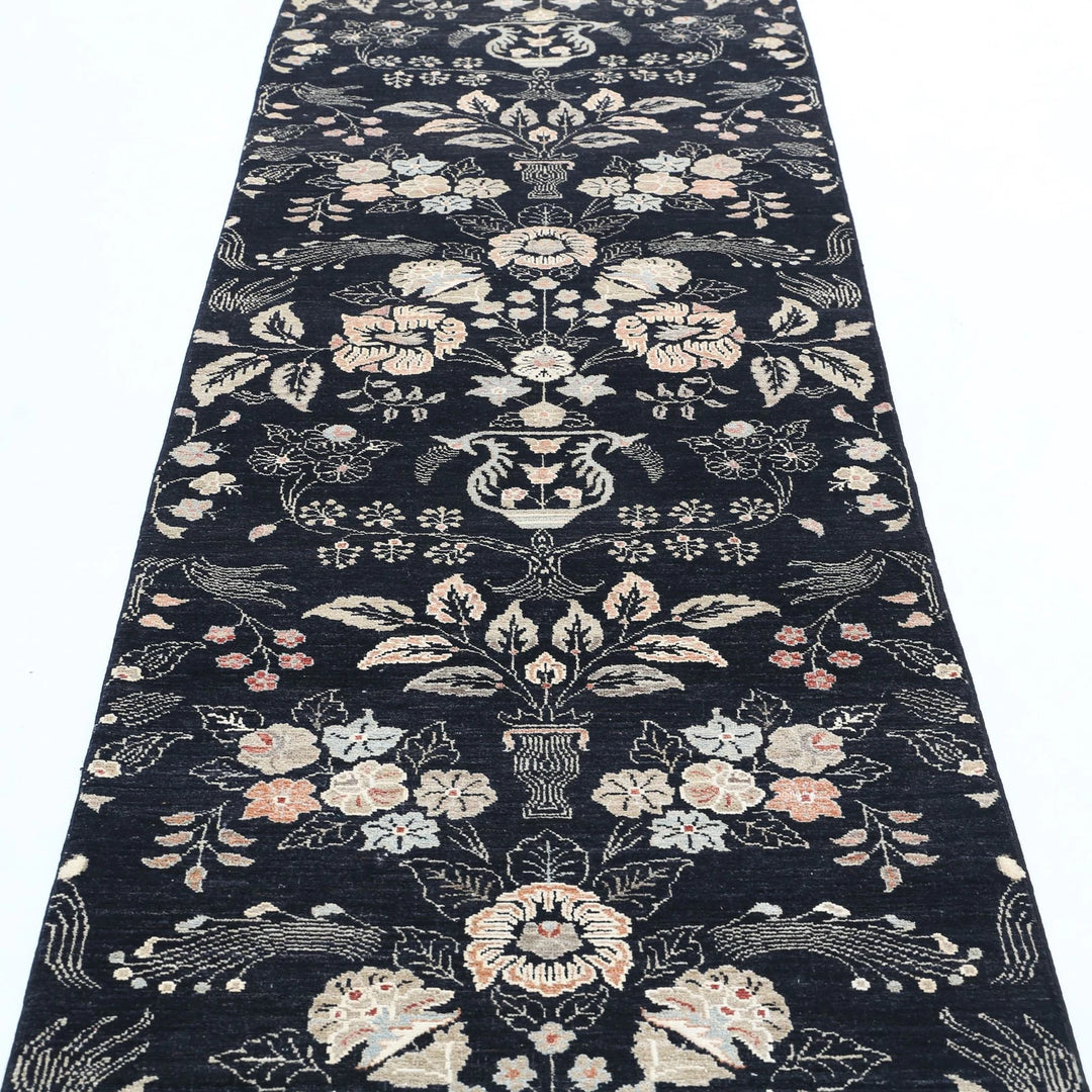 Afghan Tabriz Rug 3' 0" x 11' 1" Hand-Knotted | No. AT63148