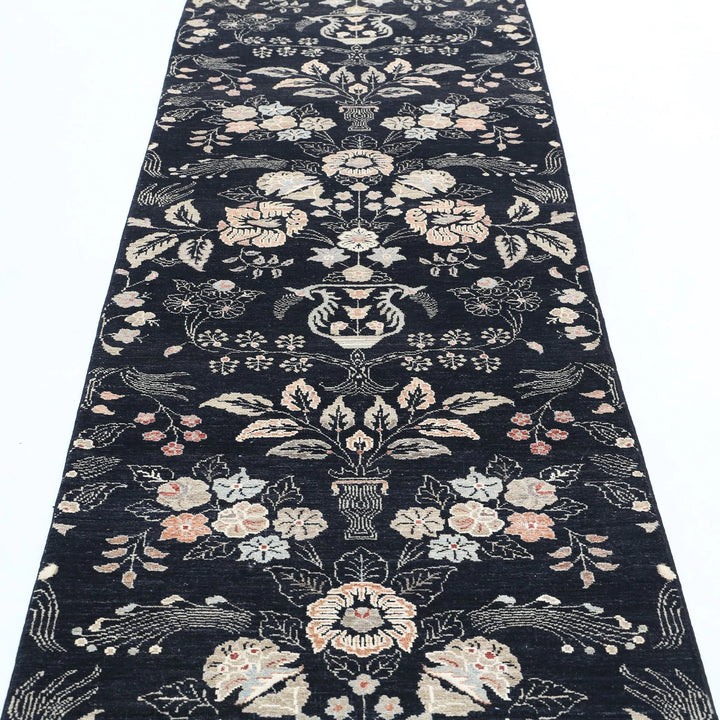 Afghan Tabriz Rug 3' 0" x 11' 1" Hand-Knotted | No. AT63148