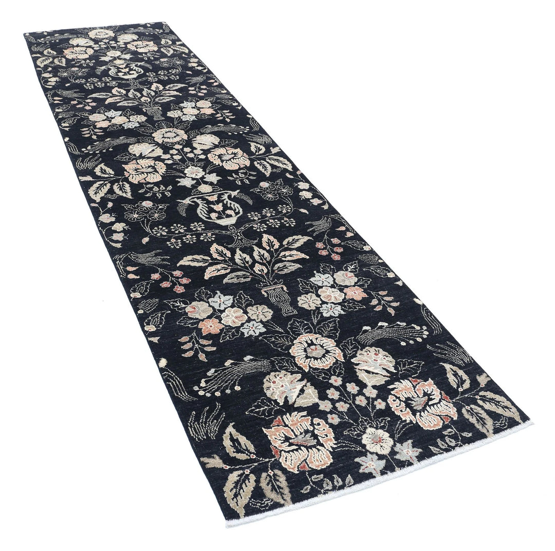 Afghan Tabriz Rug 3' 0" x 11' 1" Hand-Knotted | No. AT63148