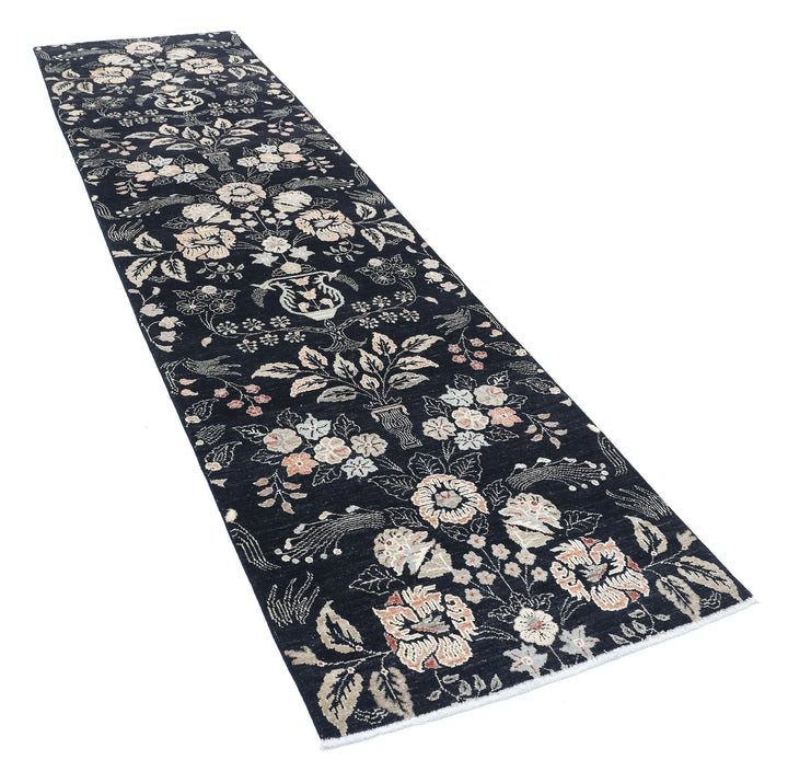 Afghan Tabriz Rug 3' 0" x 11' 1" Hand-Knotted | No. AT63148
