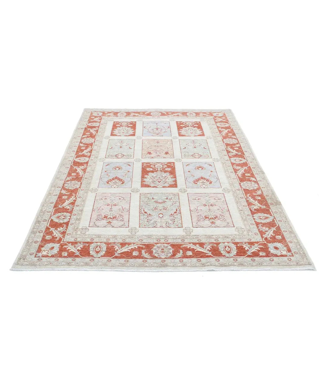 Afghan Bakhtiari Rug 5' 7" x 7' 9" Hand-Knotted | No. AT63197