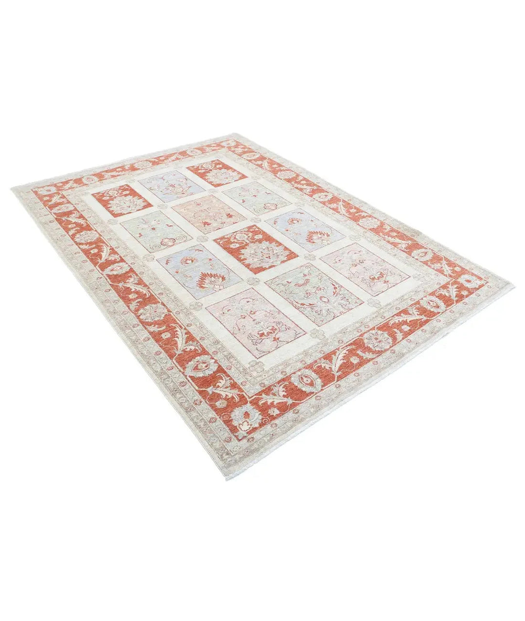 Afghan Bakhtiari Rug 5' 7" x 7' 9" Hand-Knotted | No. AT63197