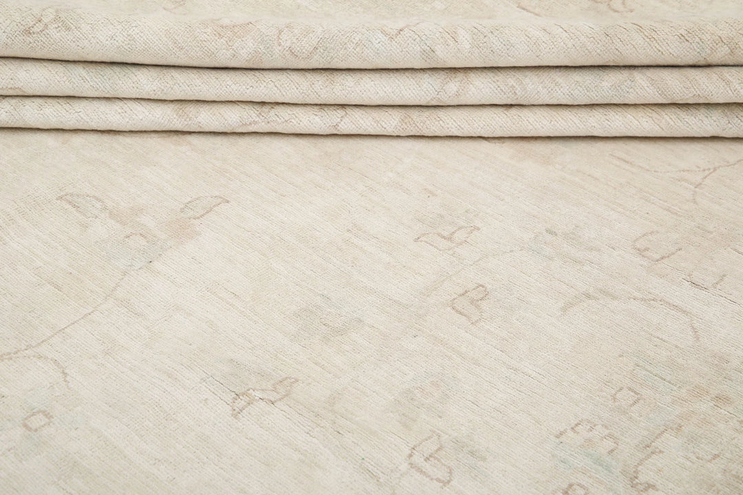 Ivory Afghan Serenity Rug 17' 0" x 23' 9" Hand-Knotted | No. AT63248