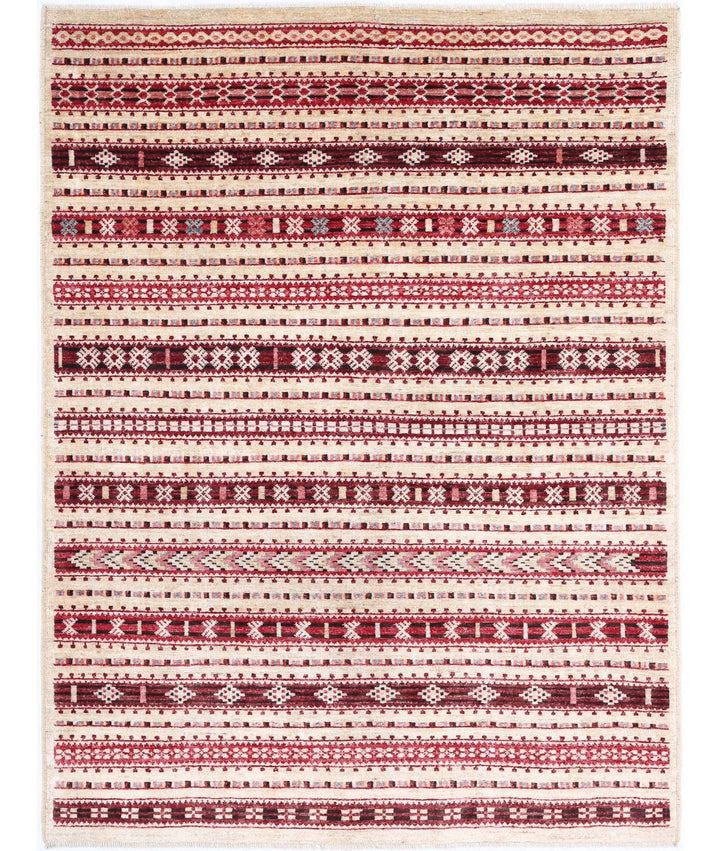 Afghan Modcar Rug 5' 0" x 6' 6" Hand-Knotted | No. AT63412