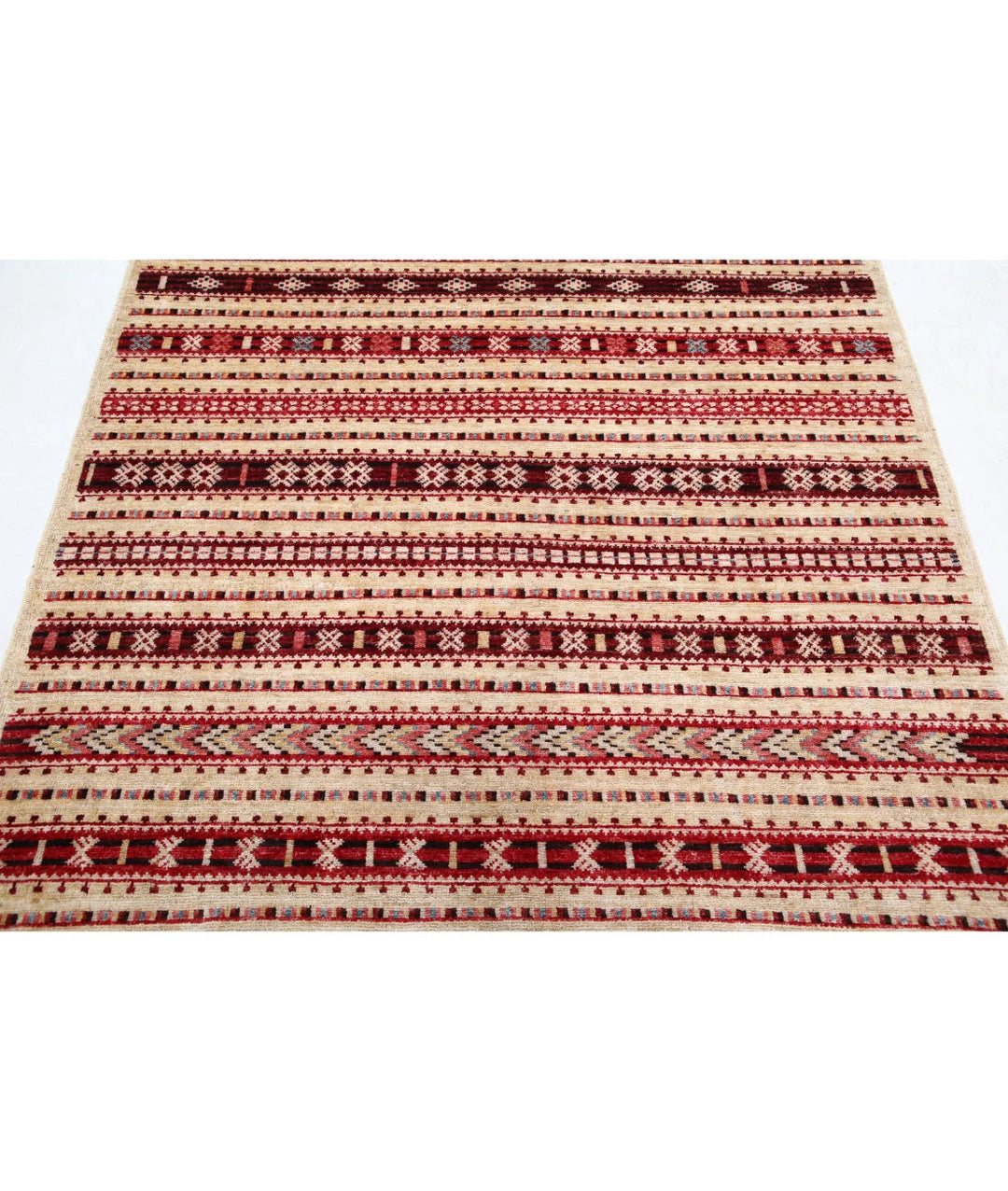 Afghan Modcar Rug 5' 0" x 6' 6" Hand-Knotted | No. AT63412