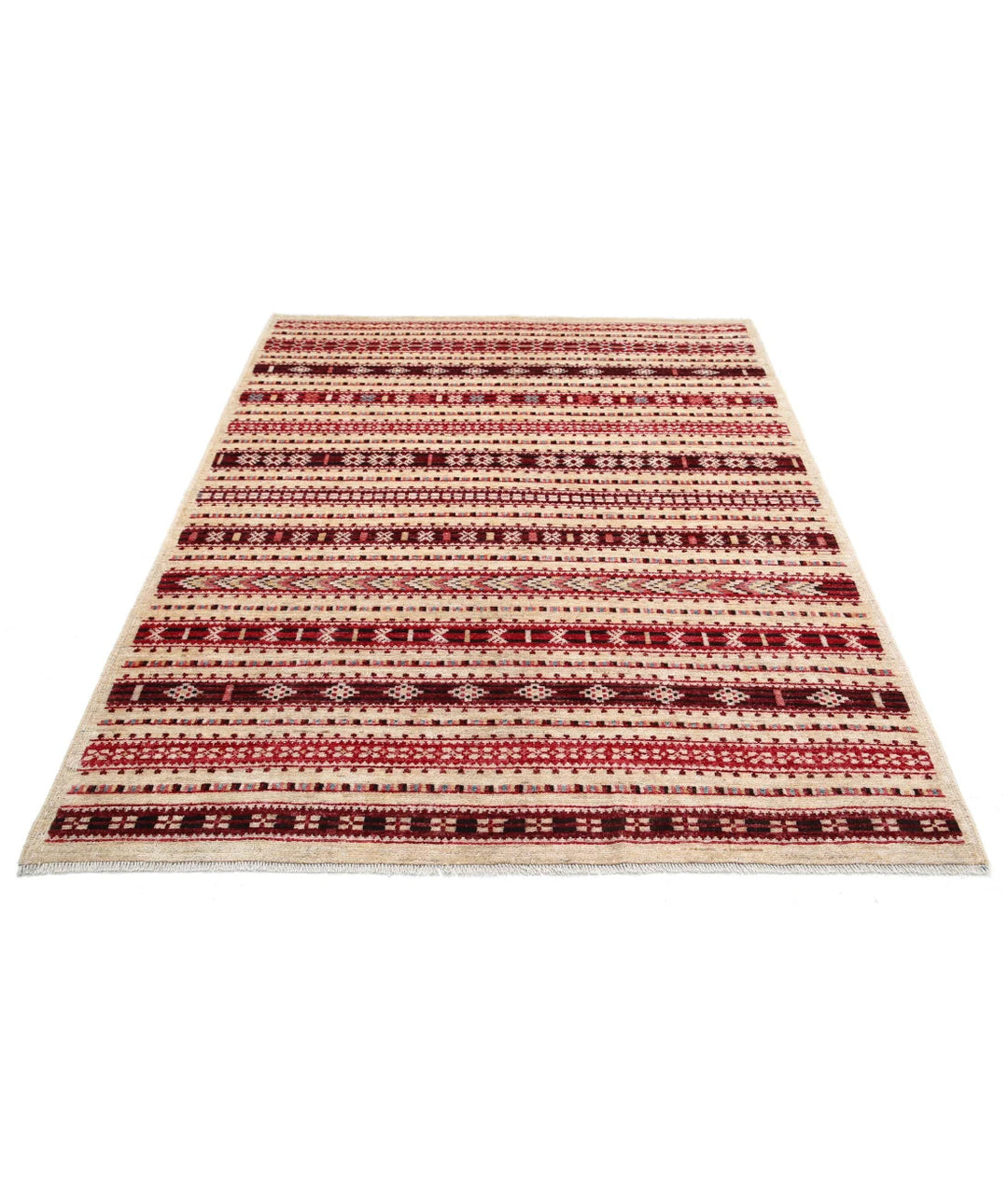 Afghan Modcar Rug 5' 0" x 6' 6" Hand-Knotted | No. AT63412