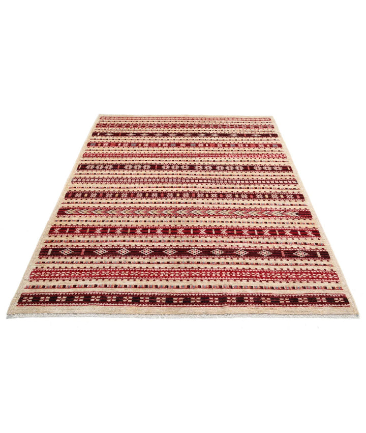 Afghan Modcar Rug 5' 0" x 6' 6" Hand-Knotted | No. AT63412