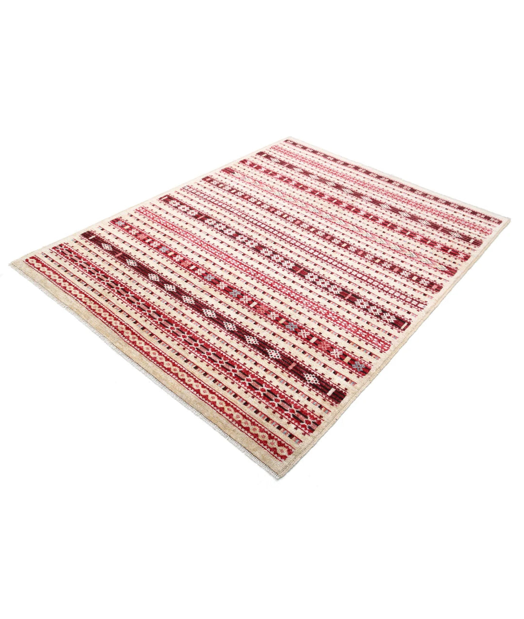 Afghan Modcar Rug 5' 0" x 6' 6" Hand-Knotted | No. AT63412