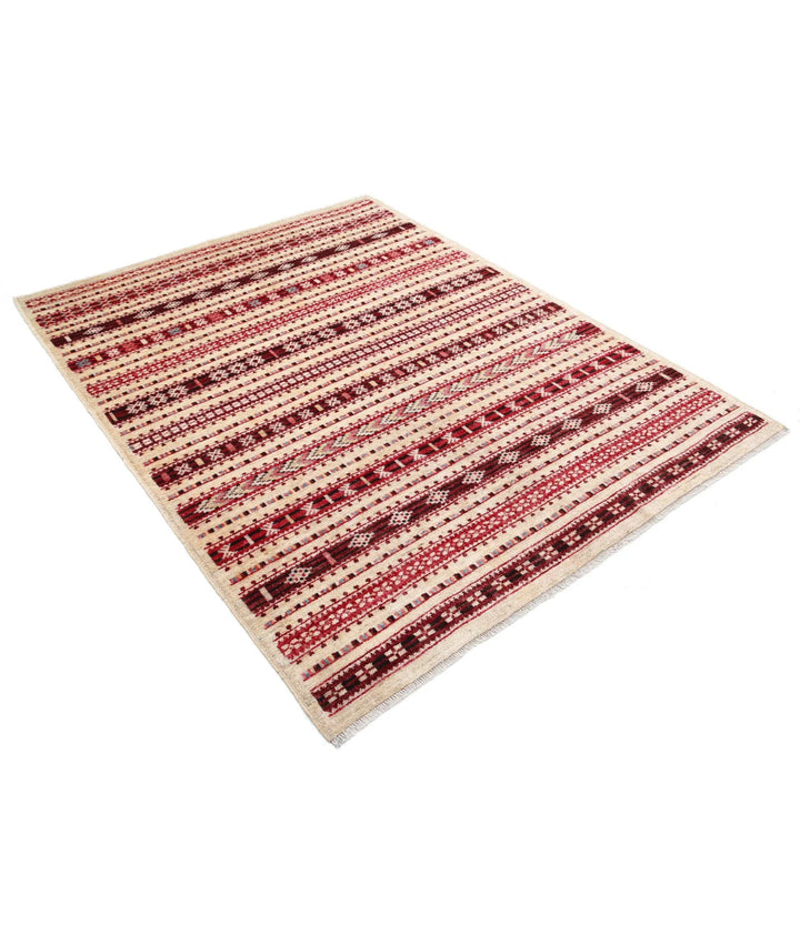Afghan Modcar Rug 5' 0" x 6' 6" Hand-Knotted | No. AT63412