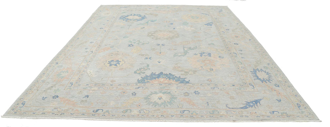 Grey Afghan Oushak Rug 10' 0" x 13' 3" Hand-Knotted | No. AT63424