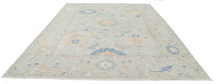 Grey Afghan Oushak Rug 10' 0" x 13' 3" Hand-Knotted | No. AT63424
