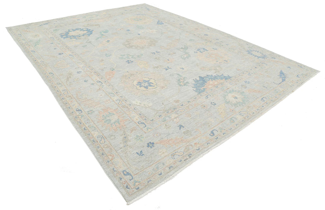 Grey Afghan Oushak Rug 10' 0" x 13' 3" Hand-Knotted | No. AT63424