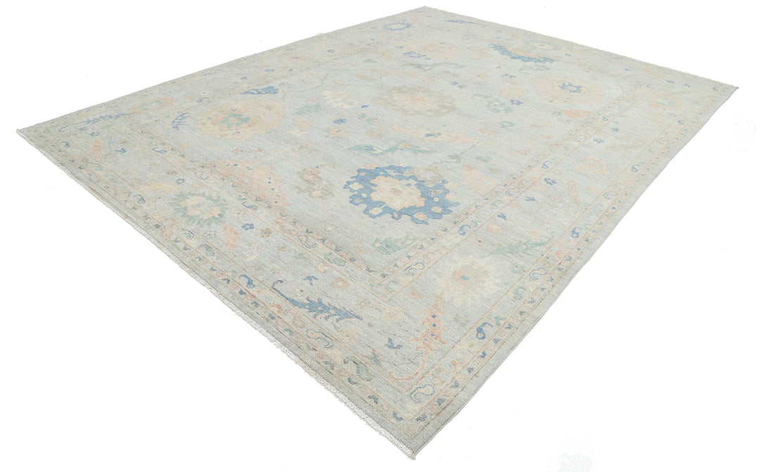 Grey Afghan Oushak Rug 10' 0" x 13' 3" Hand-Knotted | No. AT63424