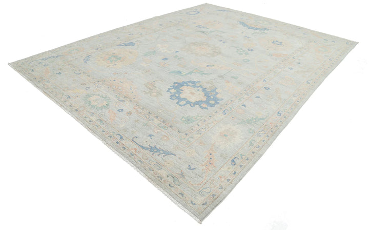 Grey Afghan Oushak Rug 10' 0" x 13' 3" Hand-Knotted | No. AT63424