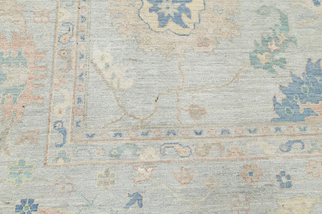 Grey Afghan Oushak Rug 10' 0" x 13' 3" Hand-Knotted | No. AT63424