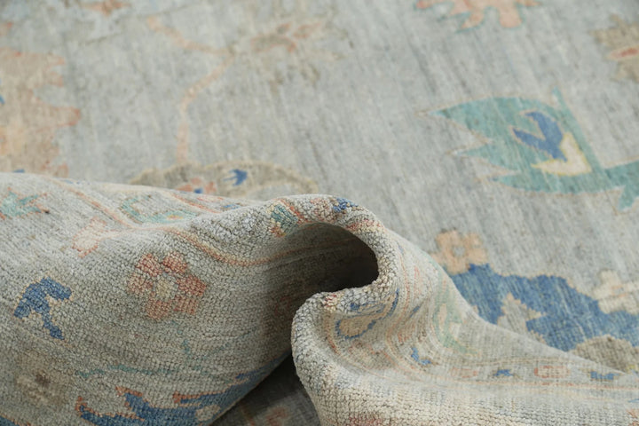 Grey Afghan Oushak Rug 10' 0" x 13' 3" Hand-Knotted | No. AT63424